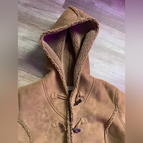 VTG L.L. Bean Hooded Teddy Coat Fur Coat Sherpa Warm Eskimo Brown Size S M - Picture 5 of 10